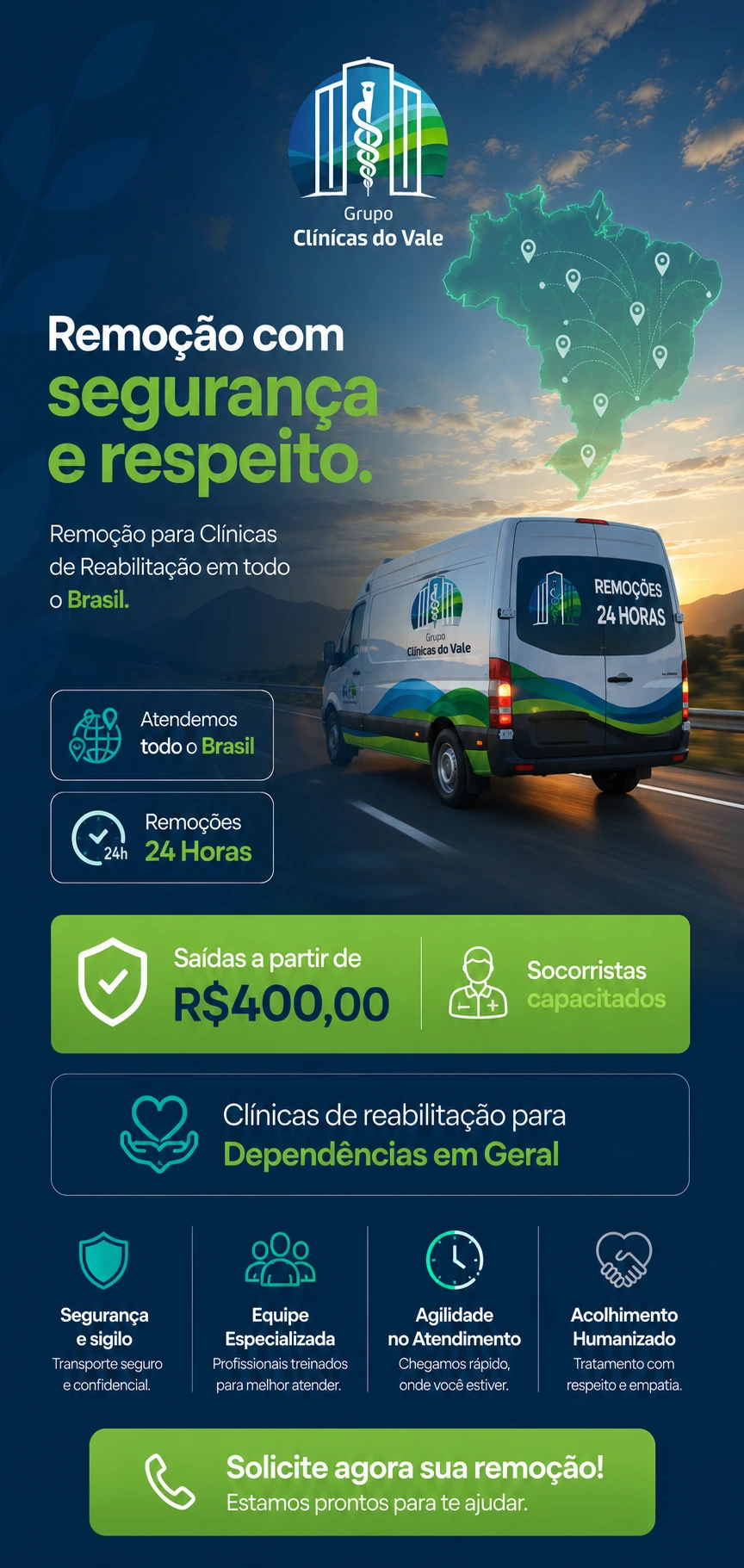 Remoção e Acolhimento Grupo Clínicas do Vale